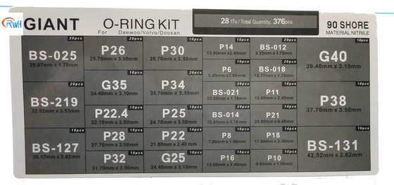 Ghiandola gigante NBR O Ring Box Black For Excavator Daewoo Doosan